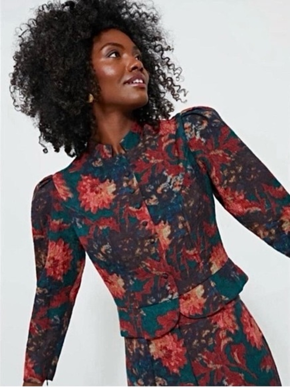 Tuckernuck Persimmon floral Jacquard Mirabelle puff sleeve Vintage Jacket XXL